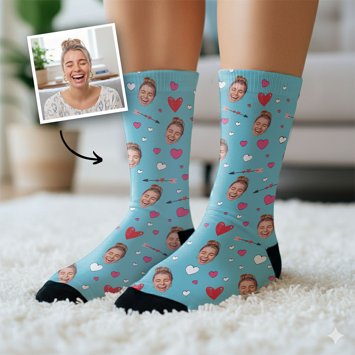Personalisierbare Socken mit Gesicht und Liebes-Designs, Fotogeschenk, Geburtstagsgeschenk, Geschenk für Männer, Geschenk für Freund, Geschenk für 