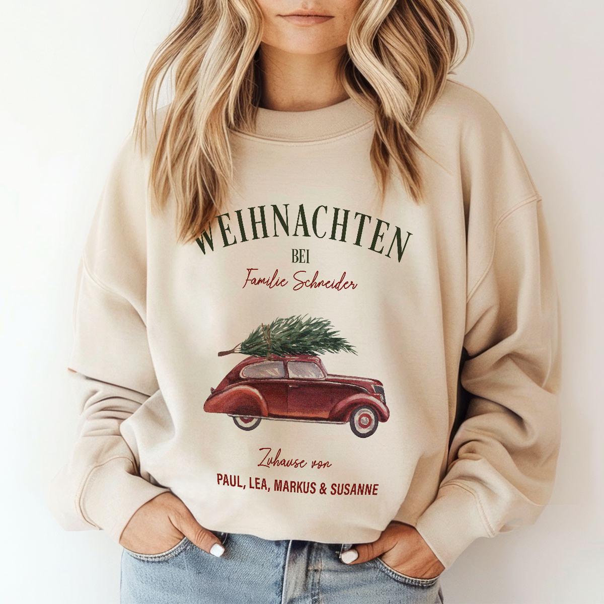 Personalisierbarer Retro Weihnachtspullover