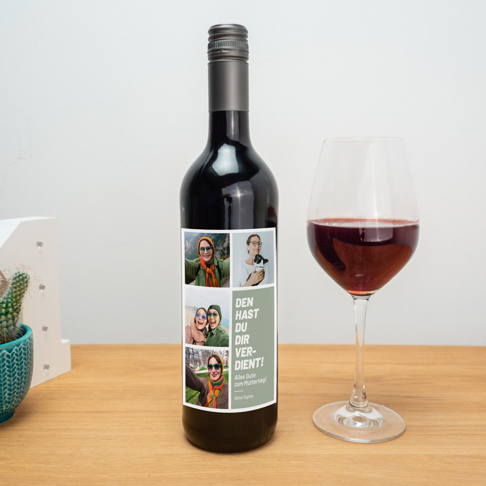 Geschenke für Mama personalisierbarer Rotwein mit Bildern