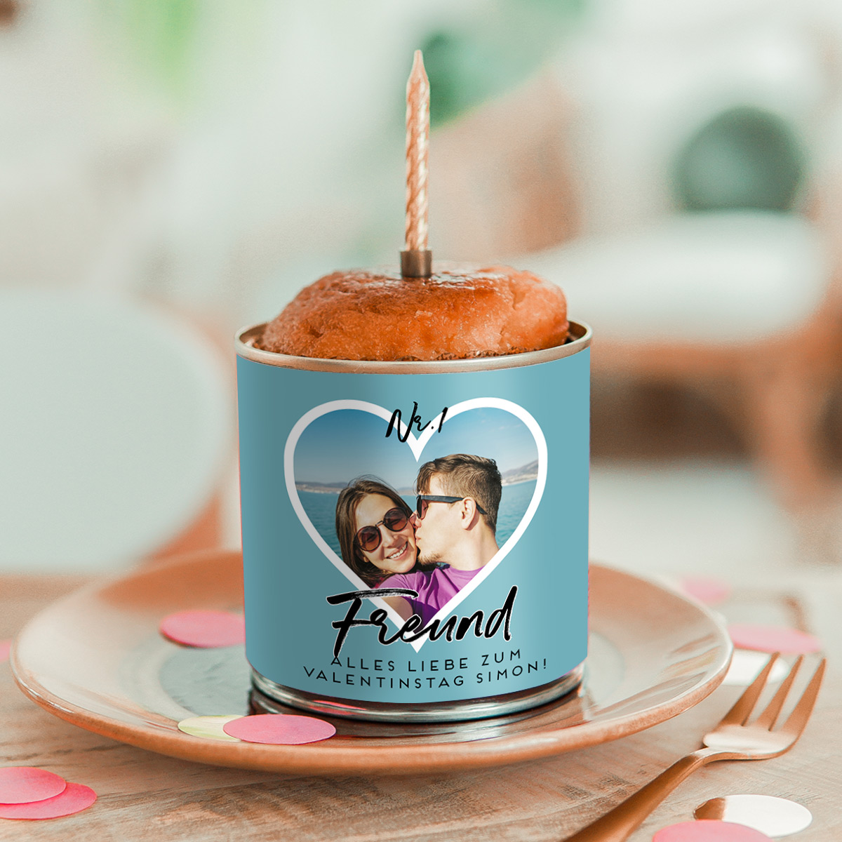 Cancake mit Herz und Text Geschenke für Männer personalisierbarer Cancake mit Foto