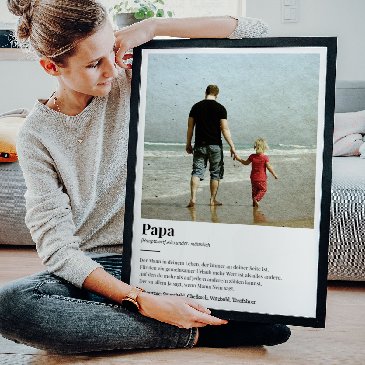 Personalisierbares Poster mit Foto und Definition Vatertagsgeschenke Papa Definition Poster