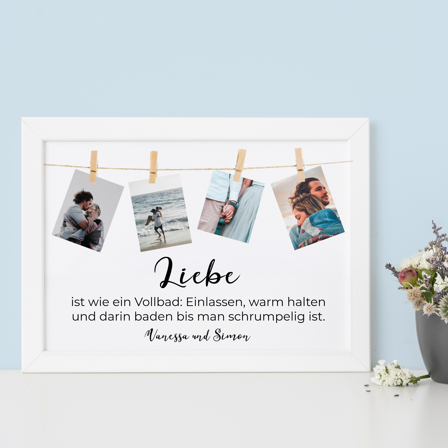 Personalisierbares Poster mit 4 Fotos und Namen Hochzeitsgeschenke personalisierbares Poster mit Spruch und Fotos
