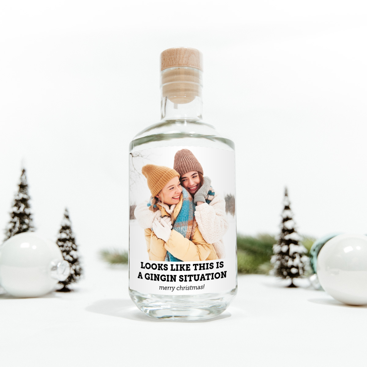 Weihnachtsgeschenke personalisierbarer Gin mit Foto und Text