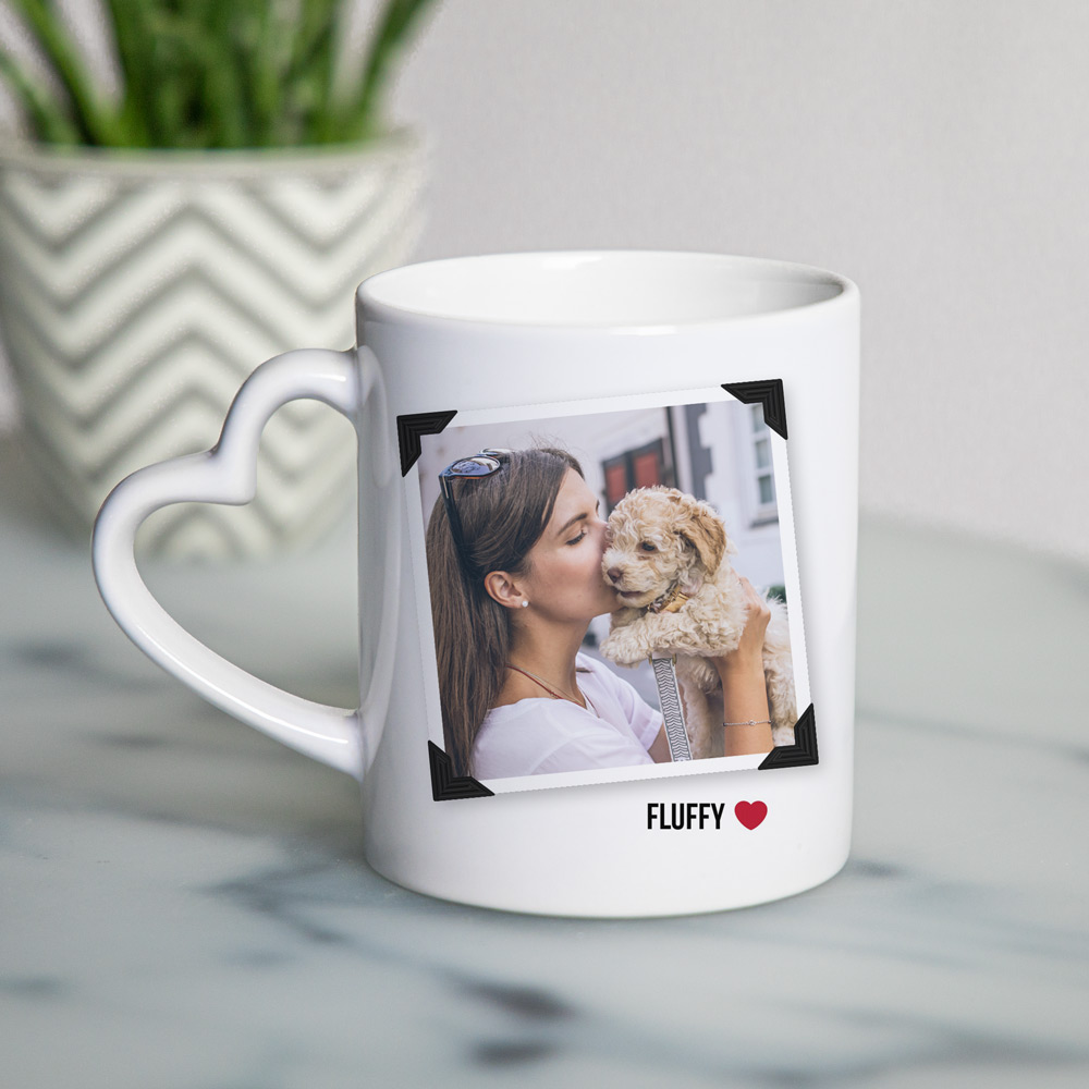 Personalisierbare Herzhenkel-Tasse mit Foto und Text tiergeschenke personalisierte Tasse mit Foto und Herzhenkel