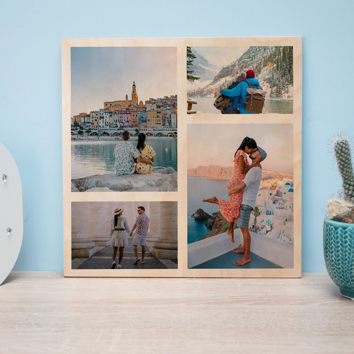 Personalisierbares Foto Holzbild mit 4 Fotos Hochzeitsgeschenke personalisiertes Holzbild mit Fotos