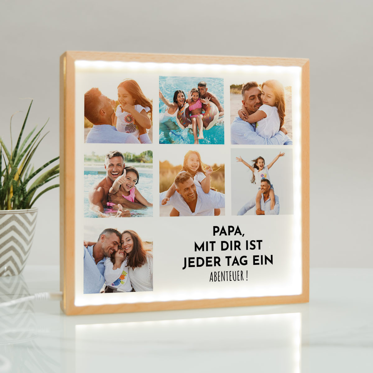 Vatertagsgeschenke personalisierbare Light Box mit 7 Bildern und Text