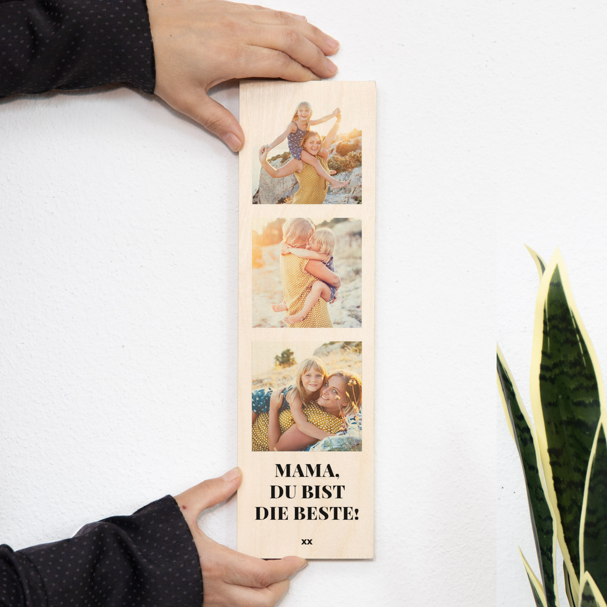 Muttertagsgeschenke personalisierbares Holzdbild mit Fotos und Text
