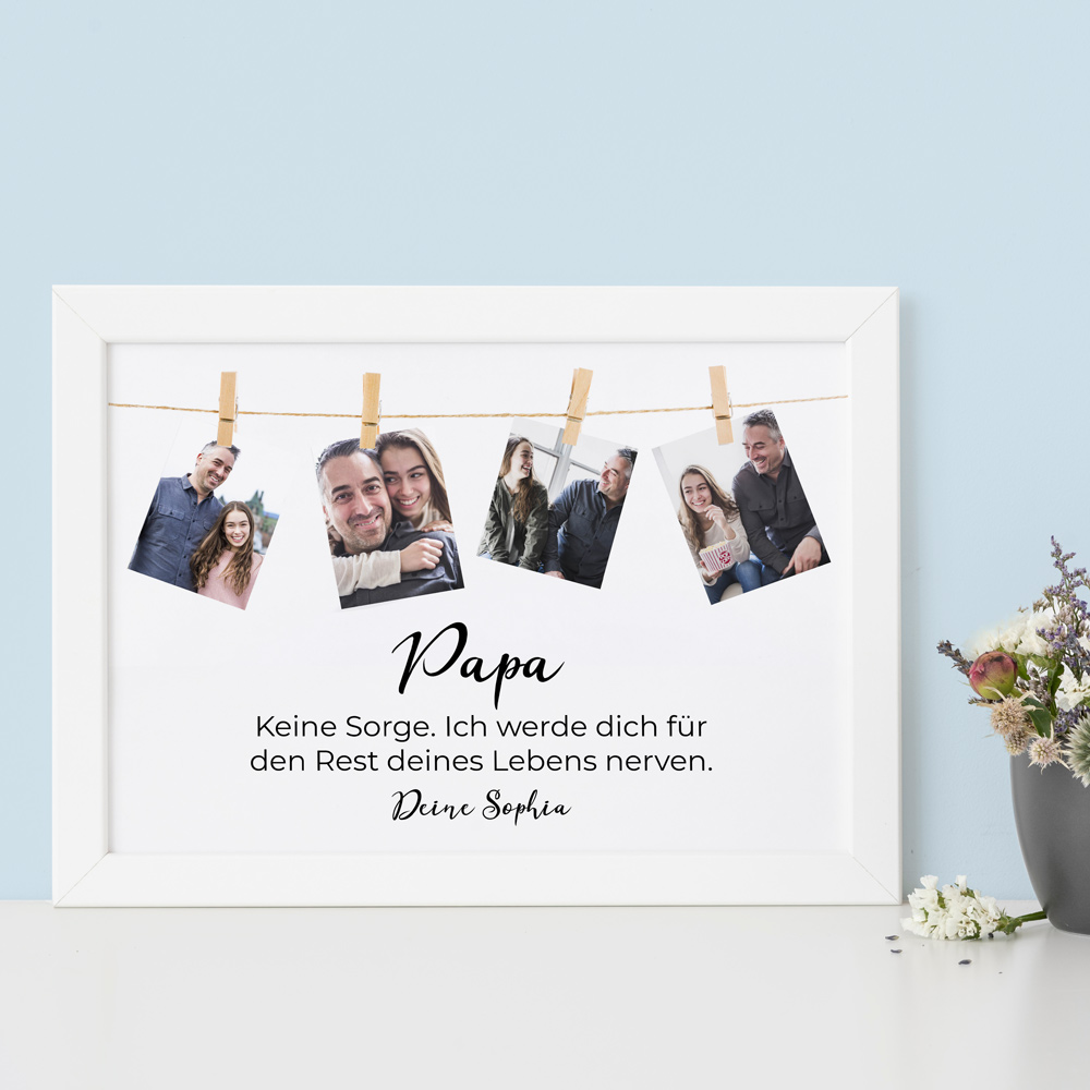 Personalisierbares Poster mit 4 Fotos und Namen Vatertagsgeschenke Personalisierbares Poster mit Fotos und Text