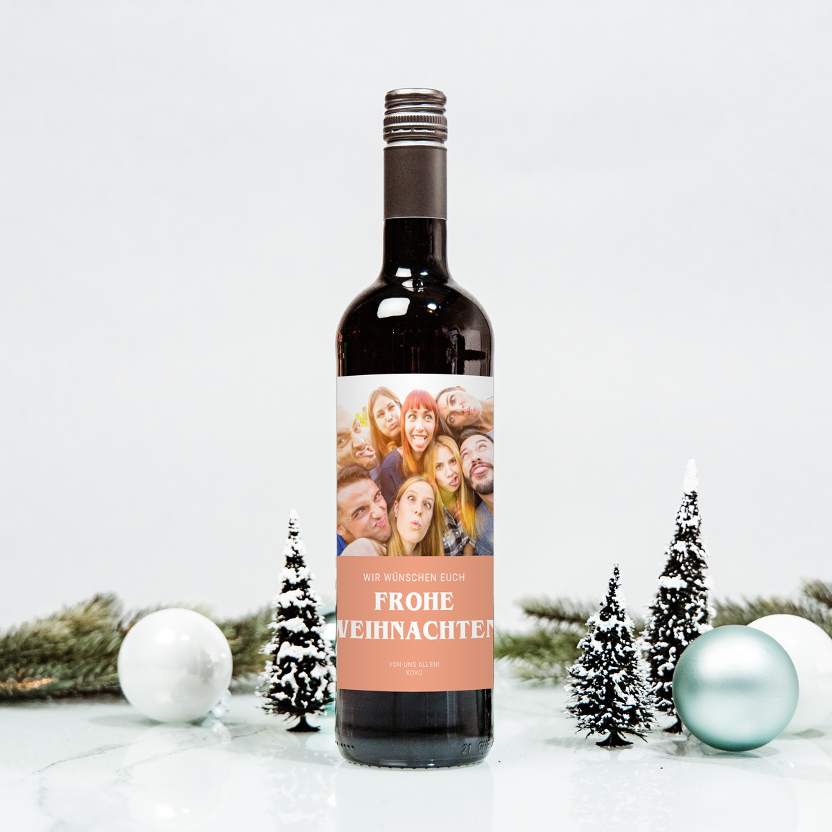 Weihnachtsgeschenke personalisierbarer Rotwein