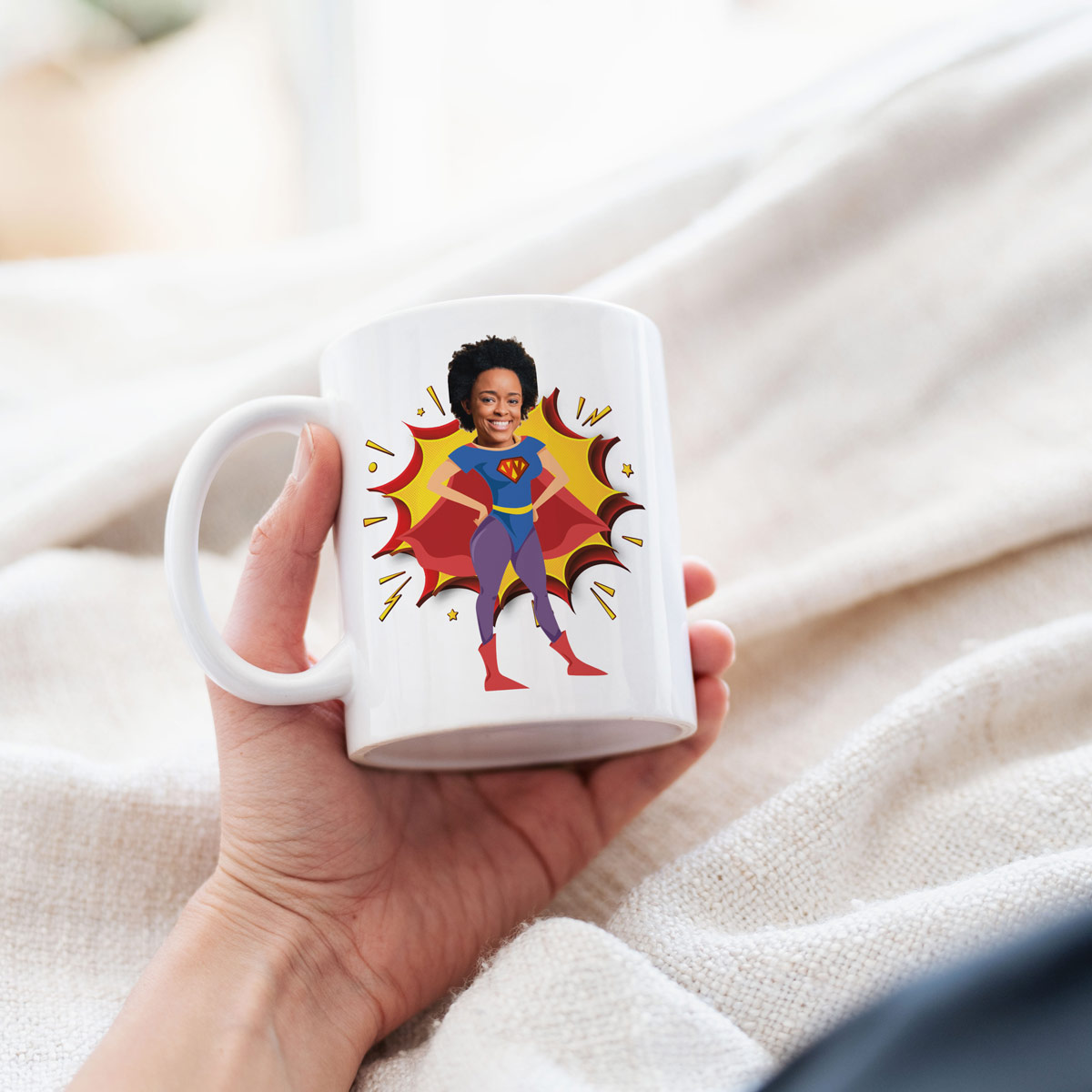 Personalisierbare Superhelden Tasse mit Gesicht Muttertagsgeschenke personalisierbare Superheldinnen Tasse