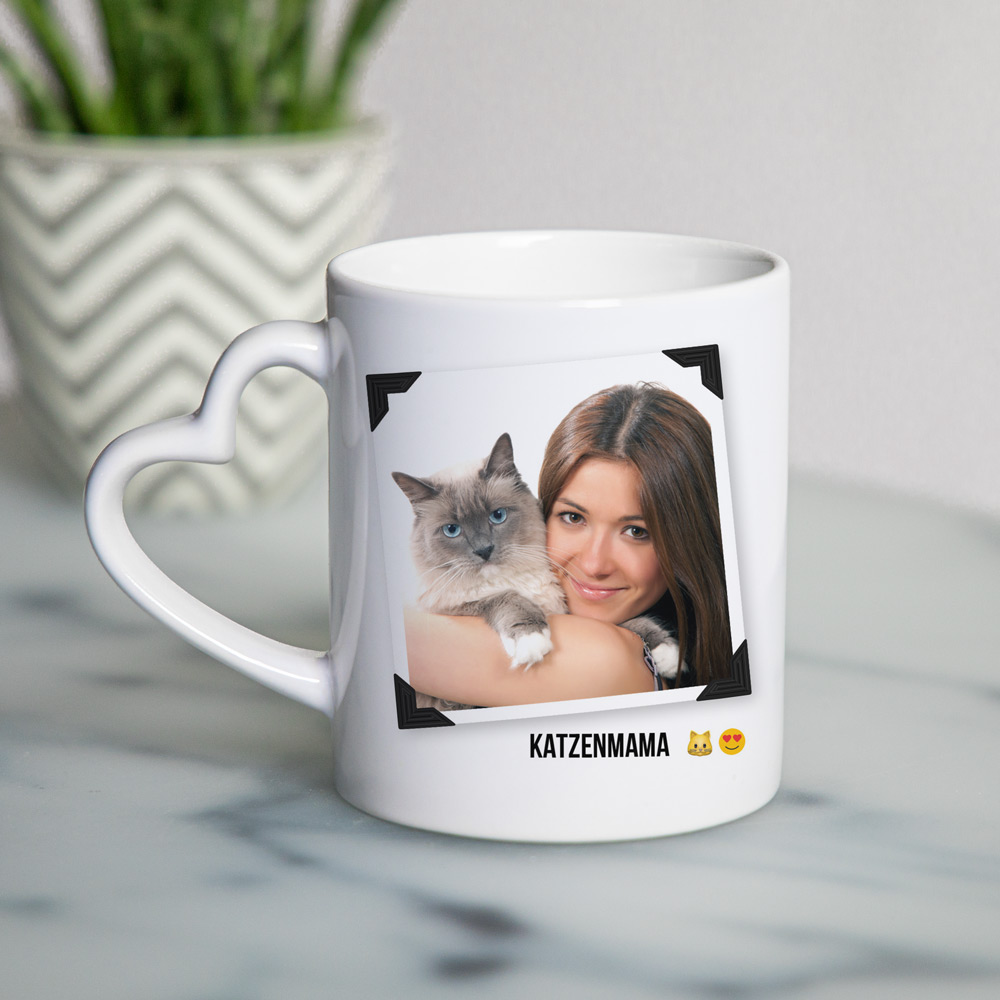 Personalisierbare Herzhenkel-Tasse mit Foto und Text Geschenke für Mama Herzhenkel-Tasse mit Bild und Text