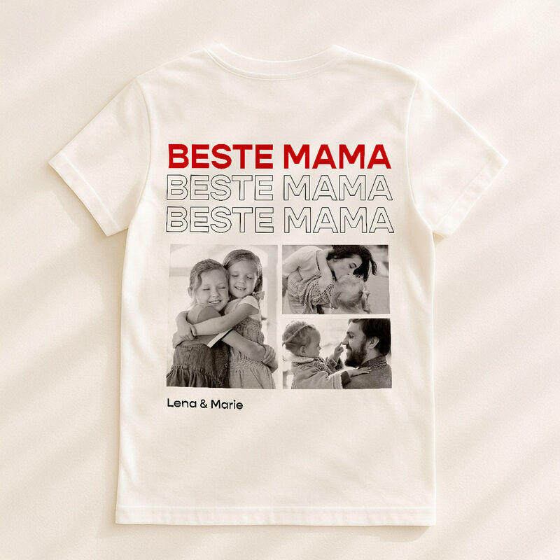 Personalisierbares T-Shirt mit Schwarz Weiß Fotos und Text