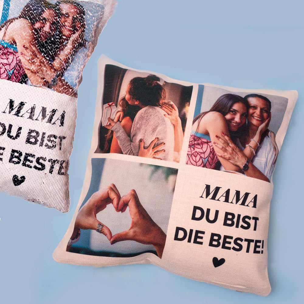 Personalisierbarer Kissenbezug mit 3 Bildern und Text muttertagsgeschenk personalisierbares kissen mit foto