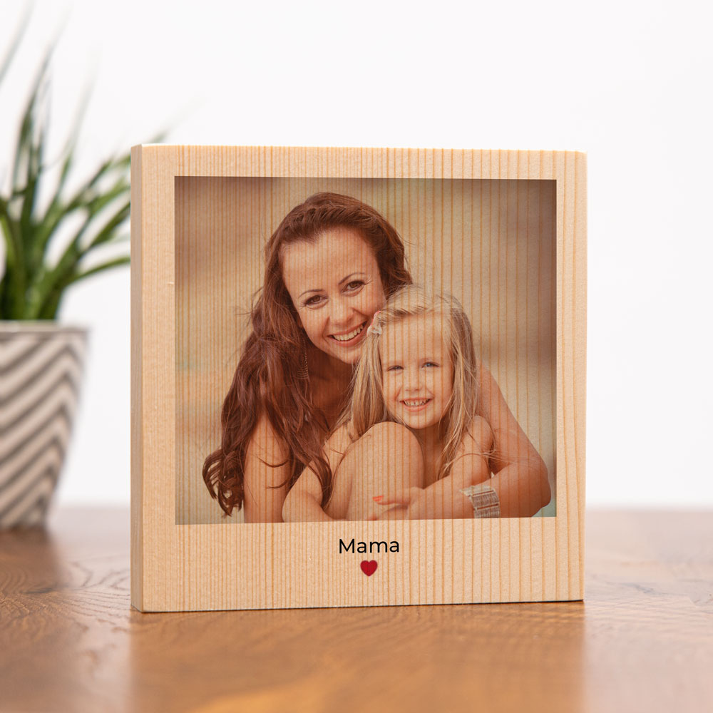 Personalisierbarer Holzblock mit Foto und Text Muttertagsgeschenke personalisierter Holzblock mit Foto
