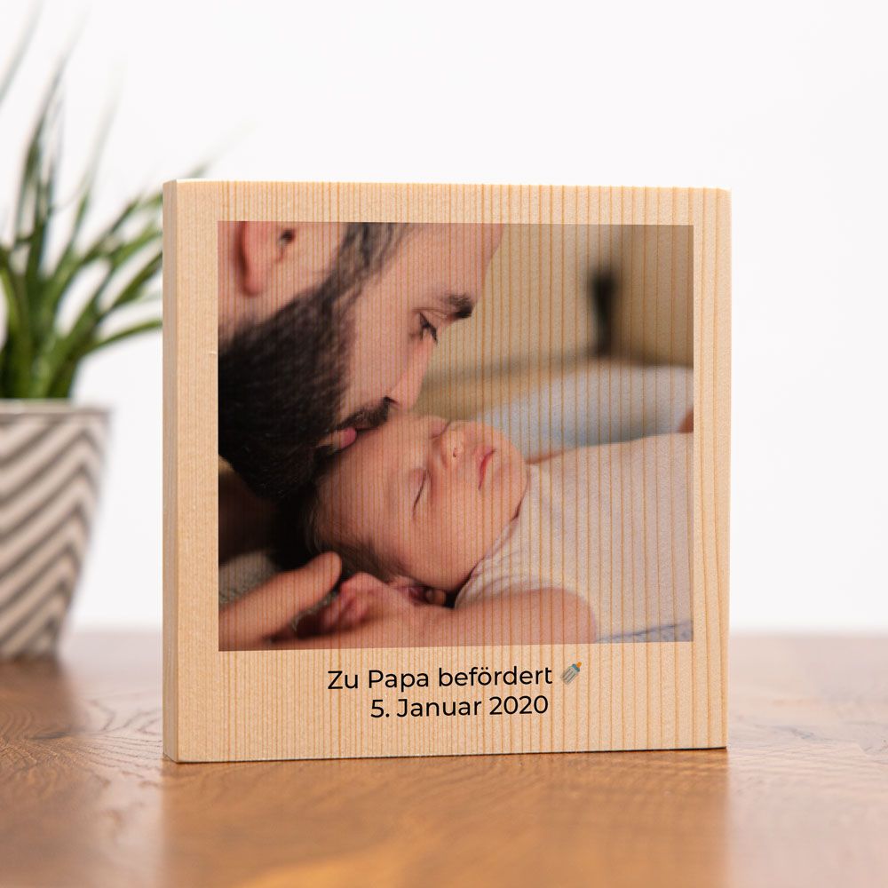 Personalisierbarer Holzblock mit Foto und Text personalisierte geschenke zur geburt personalisierbares Holzdbild mit Foto