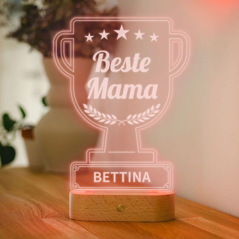 Personalisierbare LED-Lampe Pokal mit Text