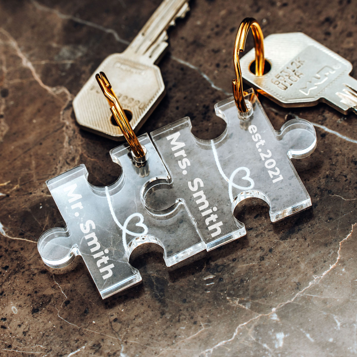Personalisierbare Acryl Schlüsselanhänger Puzzle hochzeitsgeschenke schlüsselanhänger