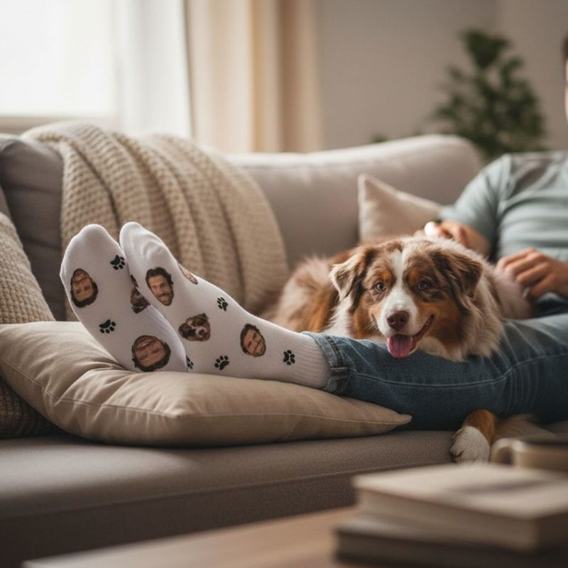 Personalisierbare Socken mit Haustier und Gesicht