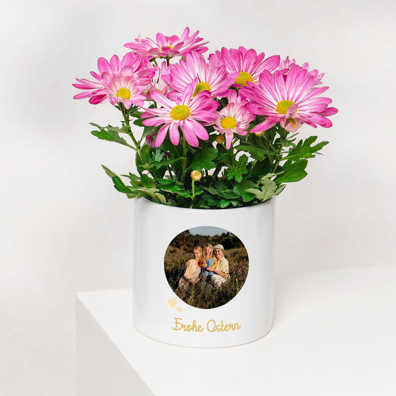 Personalisierbarer Blumentopf mit Foto und Text