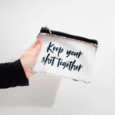 Personalisierbare Pailletten Clutch mit Text Personalisierbare Pailletten Clutch mit Text