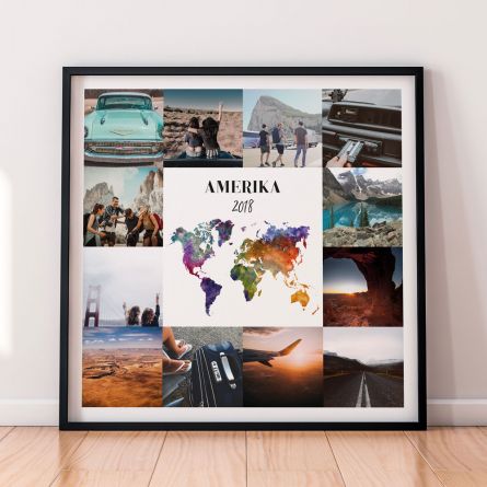 Personalisierbares Reise-Poster mit 12 Bildern