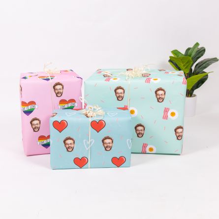 Geschenkpapier Multi-Gesicht mit Liebes-Hintergründen