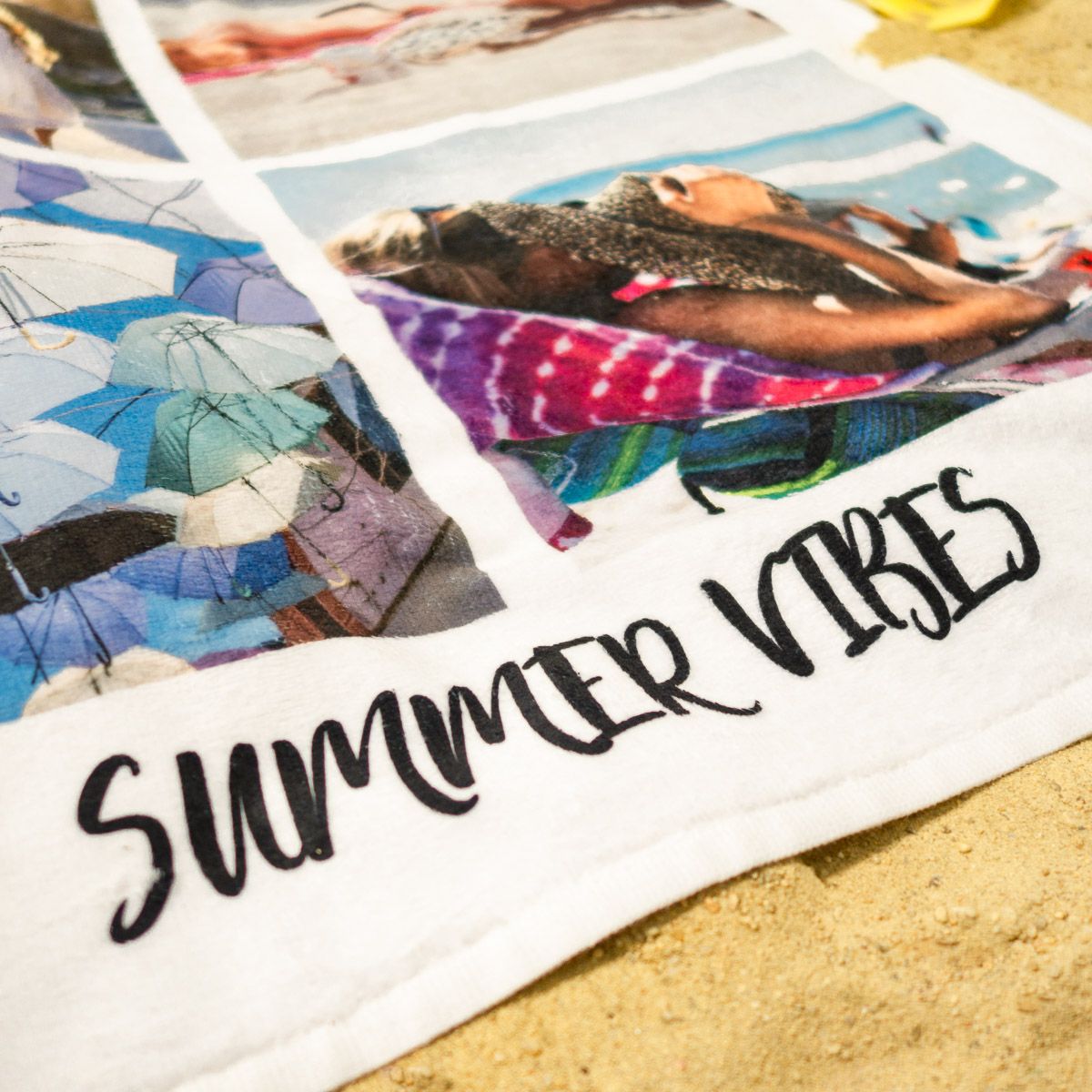 Personalisierbares Handtuch mit 8 Fotos und Text