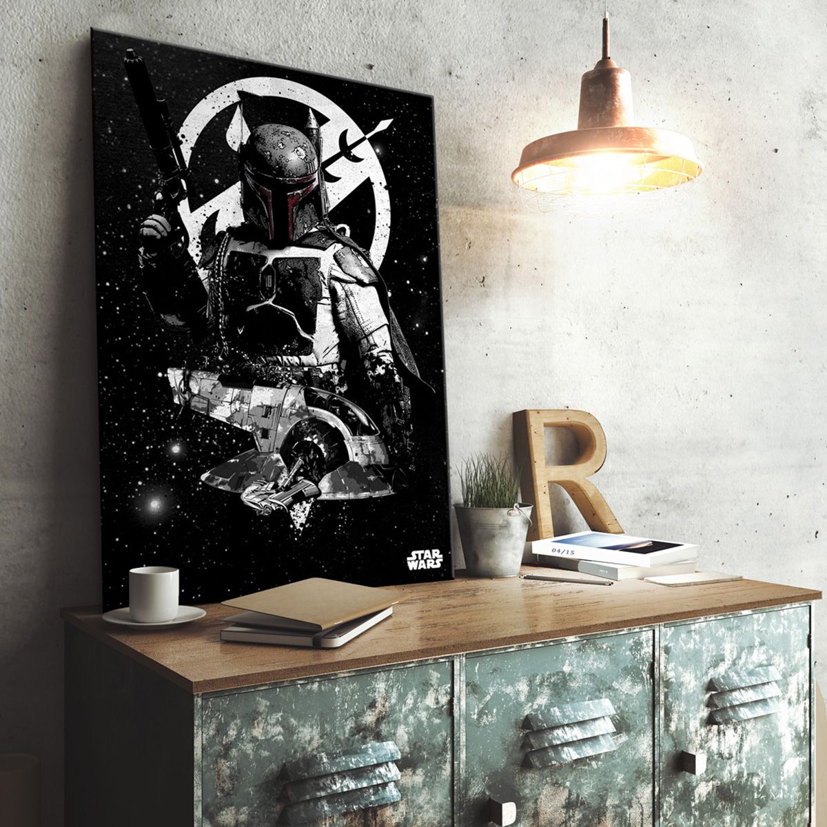 Star Wars Metallposter Boba Fett Slave 1