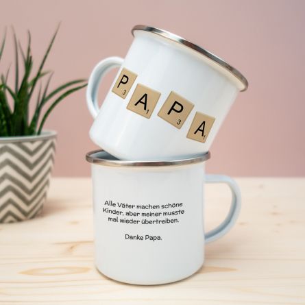 Personalisierbare Metalltasse Scrabble