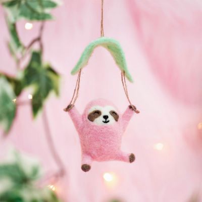 Weihnachtsdeko - Fallschirm-Faultier in Rosa