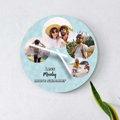 Wanduhr mit 4 Bildern und Text Wanduhr mit 4 Bildern und Text